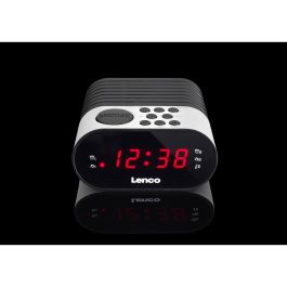 Lenco CR-07 Radio Reloj FM PLL con Pantalla LED, Alarma Dual y Función Snooze, Blanco/Negro