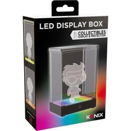 KONIX 3328170302814 Caja de Visualización LED para Figuras Funko Pop/Banpresto Qposket, Iluminación RGB, Cable USB