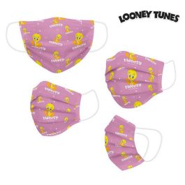 Mascarilla Higiénica de Tela Reutilizable Looney Tunes Infantil Rosa