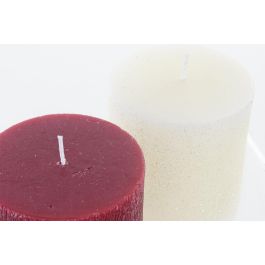DKD Home Decor Vela Navidad Tradicional Cera Blanco Rojo 9 x 10 x 9 cm (2 Unidades)