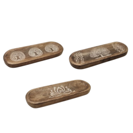 DKD Home Decor Bandeja Vaciabolsillos Oriental Marron Oscuro Mango 10 x 3 x 28 cm (6 Unidades)