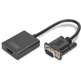 Digitus Conversor VGA a HDMI + Audio Full HD 1080p Negro - Conectar y Usar, 0.15m