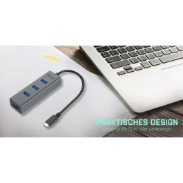 I-tec Hub USB-C con 4 Puertos USB 3.0 para Ordenador Portátil, Tablet y Teléfono Inteligente, Conexión Rápida de Datos y Carga