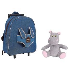 PERLETTI Trolley de Viaje + Peluche Hipopótamo Holly 38 cm - Maleta Infantil