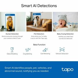 Tp - link Tapo TC72 Cámara Seguridad WiFi 360° 2K, Visión Nocturna, Detección IA, Alarma Luz/Sonido, Control Voz