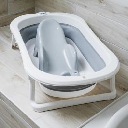 Thermobaby Hamaca de baño Atoll. Sillón reclinable para bañera, ideal para recién nacidos y bebés hasta 8 meses (máx. 8 kg) - Gris