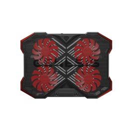 GENESIS Oxid 260 Base Refrigeradora para portátiles hasta 17.3" con 4 ventiladores, 8 Ángulos Ajustables, Gaming Negro/Rojo