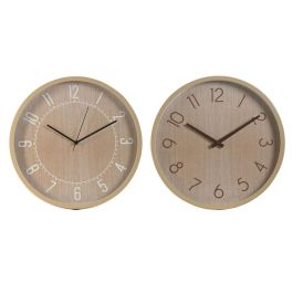 Reloj Pared Scandi DKD Home Decor Natural 4 x 40 x 40 cm (2 Unidades)