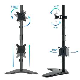 TooQ DB1703TNV-B Soporte de Sobremesa para 2 Monitores 17-32" Giratorio Inclinable VESA 75/100, 9kg/brazo, Negro con Soporte Teléfono