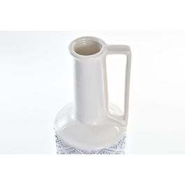 DKD Home Decor Jarrón Mediterráneo Porcelana Blanco y Azul 14 x 45 x 14 cm