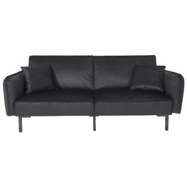 Home Deco Factory Sofá-Cama Giulia Negro, Tapizado Poliéster Aterciopelado, Estructura Madera Eucaliptus, Sofá 198x83cm, Cama 171x109cm Home Deco Factory Sofá-Cama Giulia Negro, Tapizado Poliéster Aterciopelado, Estructura Madera Eucaliptus, Sofá 198x83cm, Cama 171x109cm