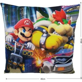Mario Bros AAARI53398 Cojín de Doble Cara Cuadrado - Diseño Mario vs Bowser - Microfibra - 40 x 40 cm