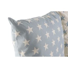 DKD Home Decor Cojin Stars Scandi Blanco Azul Poliester Algodon 60 x 60 x 10 cm (2 Unidades)