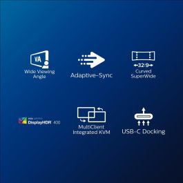 Philips 499P9H/00 Monitor Profesional Ultrapanorámico Curvo 49" Dual QHD Webcam USB-C KVM Regulable Negro