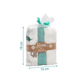 Set 3 Muselinas Dinosaurios Sage Y Blanco 70x70 cm Set 3 Muselinas Dinosaurios Sage Y Blanco 70x70 cm