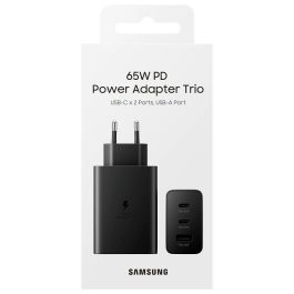 Samsung EP-T6530NBEGEU Cargador de Pared 65W Triple Puerto para Carga Rápida con 2x USB-C y 1x USB-A Negro