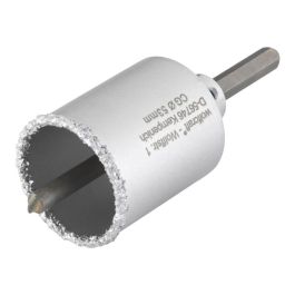 Wolfcraft Corona de perforación Ø53 x 55 mm recubierta de carburo de tungsteno para paredes de ladrillo y piedra con adaptador