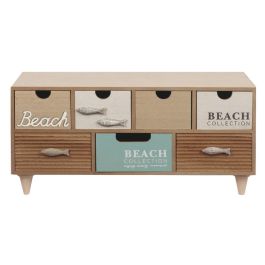 DKD Home Decor Joyero de Madera Marrón Turquesa Estilo Atlántico para Joyas y Accesorios 40x16x19 cm