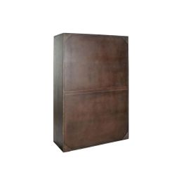 DKD Home Decor Armario Moderno Marrón Oscuro Dorado 100x40x175 cm de Acacia y Metal con 2 Puertas y 2 Cajones