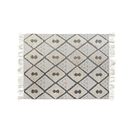 DKD Home Decor Alfombra Moderna Beige con Rombos 180x120 cm de Algodón y Poliéster, 1500 gsm, Lavado a Máquina Frío