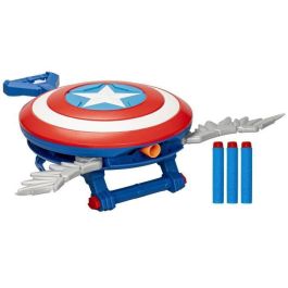 Hasbro Capitán América Escudo Lanzadardos F9302 NERF con 3 Dardos para Niños +5 Años
