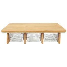 Cook Concept Tabla Cortar con 3 Cajones de Bambú y Plástico para Cocina Medidas 32x25 cm