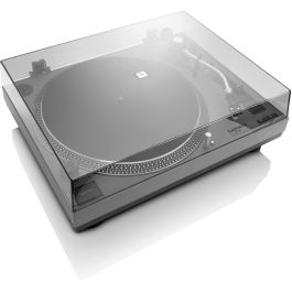 Lenco L-3810 - Tocadiscos de accionamiento directo con puerto USB y preamplificador incorporado, color gris mate