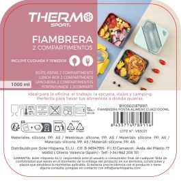 Thermosport Fiambrera Cuadrada Porta Alimentos 1000 ml - 17 x 17 x 7.5 cm (12 Unidades)