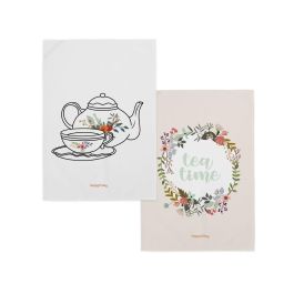 Paño de Cocina HappyFriday Time To Tea Multicolor 70 x 50 cm (2 Unidades) Precio: 17.8354. SKU: B19BQLEWAW