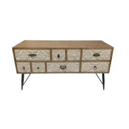 Mueble de TV DKD Home Decor 120 x 40 x 61 cm Abeto Natural Metal Blanco