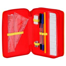 KARACTERMANIA Plumier Iron Man Marvel Estuche Escolar Completo con 3 Compartimentos, Bloc de Notas, Regla, Sacapuntas, Goma, Lápiz, 2 Bolígrafos, 18 Lápices y 18 Rotuladores