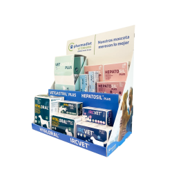 Pharmadiet Expositor con Hyaloral, Ircvet, Hepatosil Plus y Vetgastril Plus para Mascotas Precio: 254.9499997. SKU: B18CRWSCM7