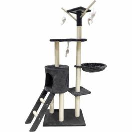 JIPSY ALC14A Rascador para gatos gris oscuro 79x34x138 cm con 3 plataformas, 1 percha, 1 perrera, 1 escalera y postes Precio: 55.78999998. SKU: B12VQ52YC5