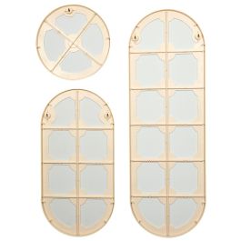 Home Deco Factory Juego De 3 Espejos Veda Beige Colección Terra Nova