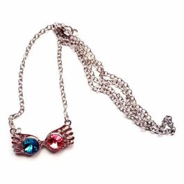 THE CARAT SHOP Colgante Gafas Luna Lovegood Harry Potter con Cristales Azules y Rosas - Cadena de 40cm