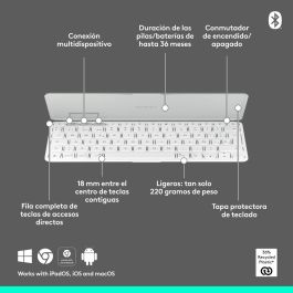 Teclado Bluetooth Logitech 920-013011 Qwerty Español Gris Blanco/Gris