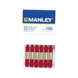 Manley Lápices de Cera Unicolor Carmín N.10 Caja de 12 Unidades