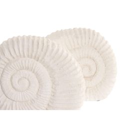 DKD Home Decor Hangzhou design 26b Decoración Mediterráneo Blanco Cemento Simil Piedra Caracola 21 x 4 x 15.5 cm (2 Unidades)