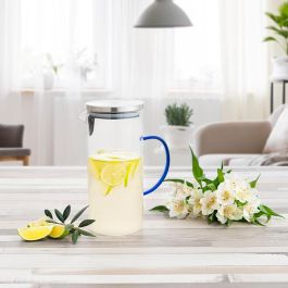 Quid Jarra Marea de Vidrio con Tapa Inox 1,4 L, Dosificador Antigoteo, Hermética, Libre de BPA