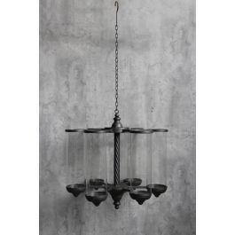DKD Home Decor Portavela de Techo Vintage Negro de Metal y Cristal 53x53x52 cm Precio: 95.59242. SKU: S3026343