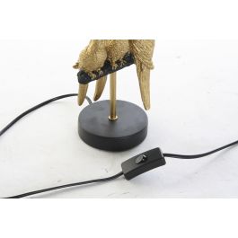 DKD Home Decor Lámpara Sobremesa Tropical Loros Negro Dorado Resina E27 50W con Pantalla Poliéster 20x39x20 cm (Pack 4 Unidades)