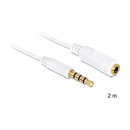 DeLOCK Cable de Audio 3.5mm Macho a Hembra ST (2 Metros, Blanco) - Klinke 3.5mm > K
