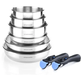 Arthur Martin AM5538 Batería de Cocina de Acero Inoxidable de 8 Piezas, Incluye Sartenes, Cacerolas y Asas, Apta para Inducción Precio: 112.50000047. SKU: B1CGKAP39L
