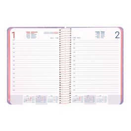 Agenda Espiral Liderpapel Kymolos A5 2025 Dia Pagina Malva Papel 70 gr