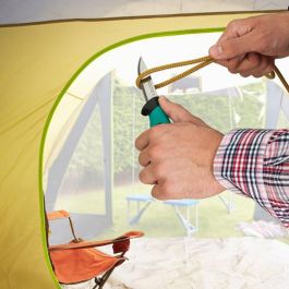 Wolfcraft Cuchillo de exterior 4086000 con estuche, cuchilla 95 mm, profesional / doméstico, verde / negro / metal