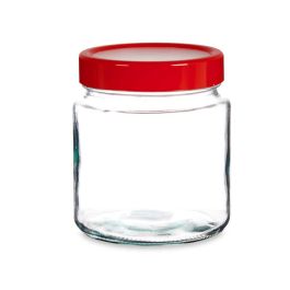 Vivalto Bote de Cristal Transparente 1L con Tapa Roja 11.5x35.5x11.5 cm