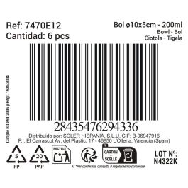 La Mediterranea Bol "Black Clay" 200 ml, 10 cm Diámetro x 5.1 cm Alto, Cerámica Negra Elegante para Cocina y Mesa (24 Unidades)