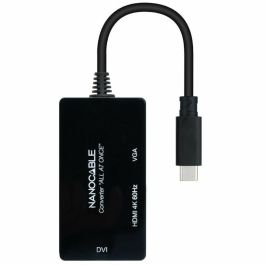 Adaptador USB-C a VGA/HDMI/DVI NANOCABLE 10.16.4301-ALL 20 cm Negro