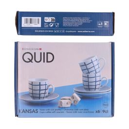 Quid Tazas con Plato Kansas Porcelana Azul 9 cL Set 6 Piezas