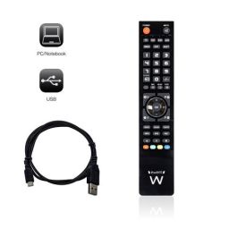 Ewent EW1570 Mando a distancia universal 4 en 1, programable por PC Windows para TV, DTT, SAT, DVD, Blu-ray, Proyector, Barra de sonido, VCR. Negro